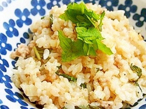 大葉香る♪豚ミンチ中華炊き込みご飯♪